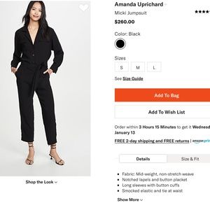 Amanda Uprichard Micki black jumpsuit XS